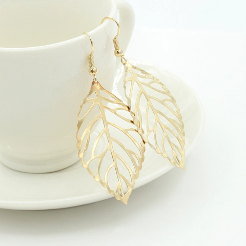 Minimalist Hollow Leaf Drop Hook Earrings For Women Alloy Stainless Steel Post Nature Inspired Jewelry Accessory Gift