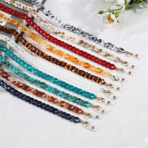 Acrylic Resin Glasses Chain Non-slip Multipurpose Mask Holder Tortoise Shell Marble Pattern Fashion Women Accessories