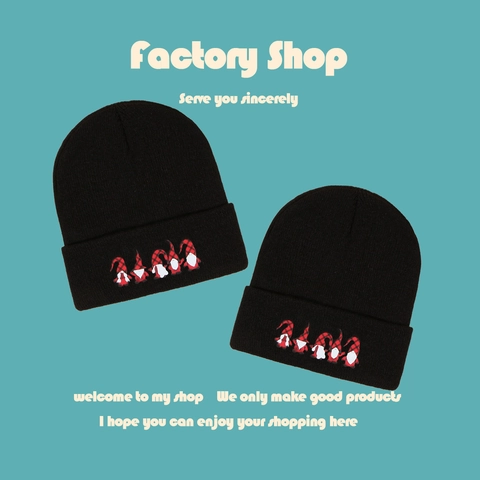 Berretto Ricamato Gnomi Di Natale In Maglia Acrilica Caldo Inverno Per Uomo E Donna Motivo A Quadri