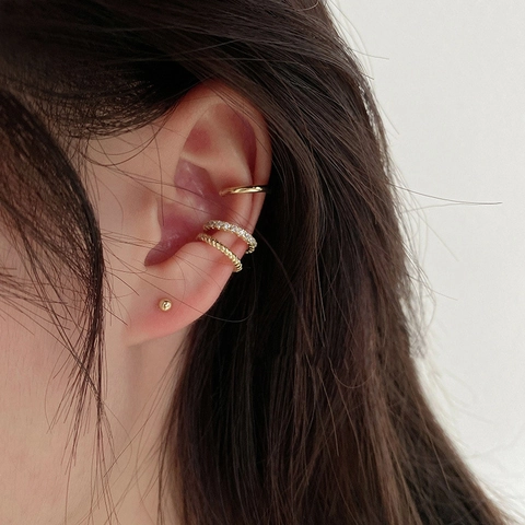 Vintage Ear Cuffs Copper Zircon Fashion Non Pierced Jewelry For Women Polished Twisted Row Zircon Design