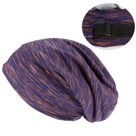 Adjustable Satin Lined Beanie Hat Slouchy Cotton Nightcap For Hair Care Sleeping Men Women