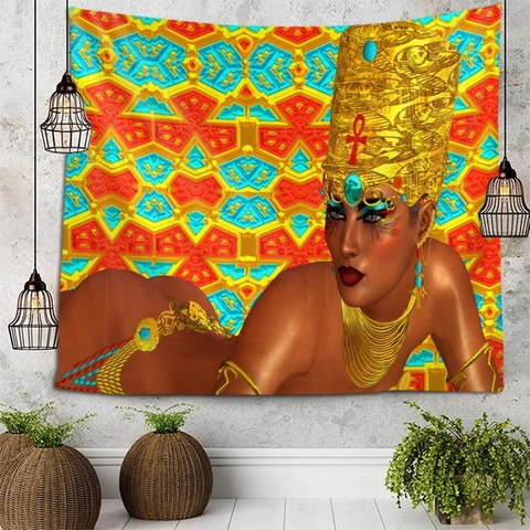 Retro 3D Digitaldruck Polyester Wandteppich Ästhetische Fantasie Ägyptischer Stil Wandbehang Für Schlafzimmer Wohnheim
