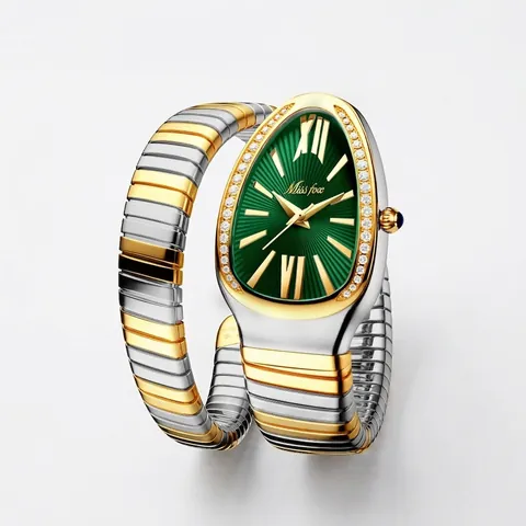 Orologio Da Donna Al Quarzo A Forma Di Serpente Bracciale In Acciaio Inossidabile Avvolgente Spirale Tubogas Lusso Lunetta Strass