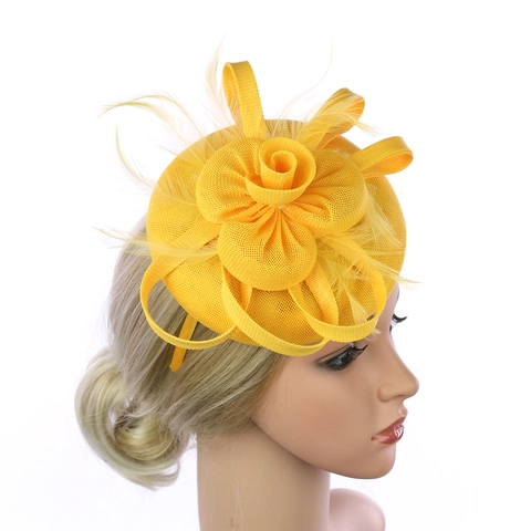 Sombrero Fascinator Con Flor De Malla Y Pluma Diadema Clip Para Mujeres Boda Tea Party Kentucky Derby Tocado De Novia