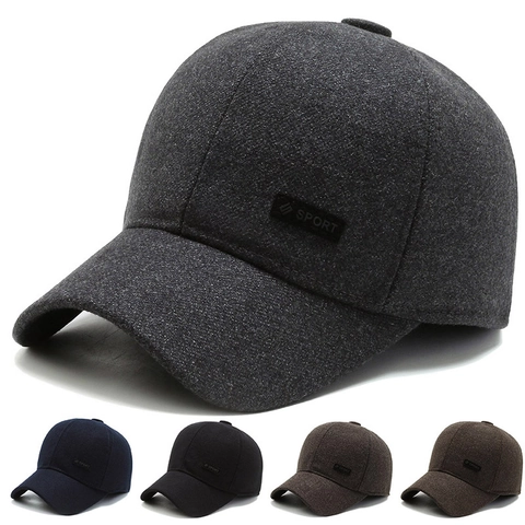 Gorra De Béisbol De Invierno Para Hombre Lana Cálida Protección Para Oídos Deporte Ajustable