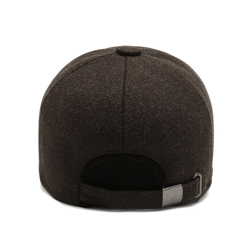 Baseball Cap Winter Warm Woolen Hat With Foldable Ear Flaps For Men Outdoor Sport Windproof Simple Style