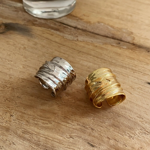 925 Sterling Zilveren Brede Ring Bladtextuur Gehamerd Verstelbaar Open Sieraden Voor Dames Minimalistisch