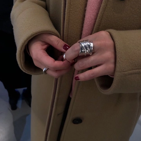 925 Sterling Zilveren Brede Ring Bladtextuur Gehamerd Verstelbaar Open Sieraden Voor Dames Minimalistisch