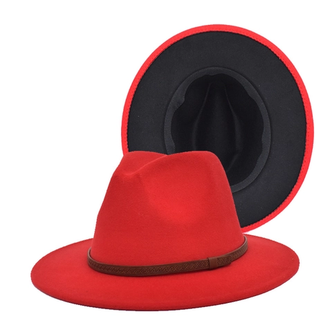 Cappello Fedora Tesa Larga Bicolore Colore A Contrasto Feltro Di Lana Vintage Jazz Berretto Protezione Solare Esterno Unisex Adulti