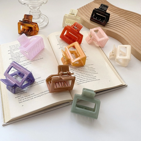 Square Hair Claw Clips Acrylic Plastic Matte Glossy Non-Slip Shark Hair Clamp Korean Minimalist Styling Accessories Women Girls