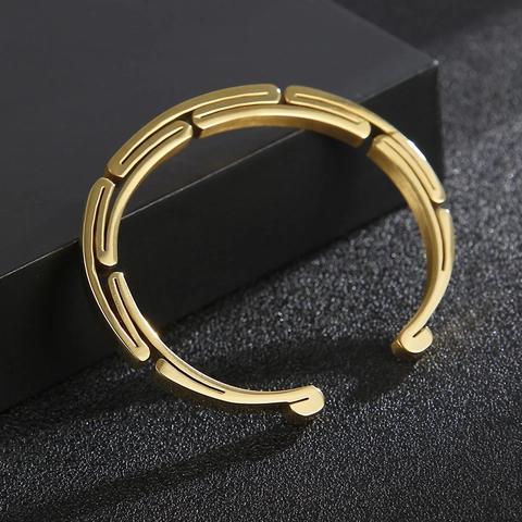 Brazalete De Puño Para Hombre Acero Inoxidable 316L Abierto Ajustable Industrial Geométrico Punk Moderno Joyería Minimalista