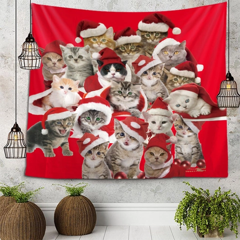 Christmas Tapestry Festive Polyester Wall Hanging Backdrop For Home Bedroom Dorm Decoration Digital Printing Holiday Style