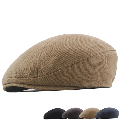 Vintage Corduroy Cotton Newsboy Cap Retro Flat Cap For Men Women Warm Windproof Adjustable British Style Forward Hat