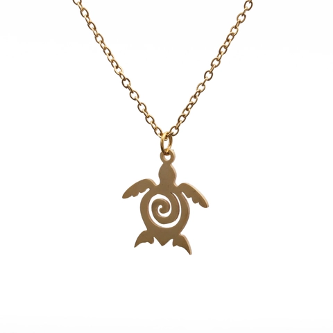 Collana Con Pendente A Tartaruga Acciaio Inossidabile Lucidato Spirale Cava Gioielli Di Mare Per Uomo Donna