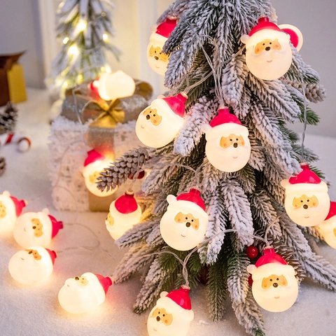 Weihnachts LED Lichterkette PVC Weihnachtsmann Und Schneemann Form Warme Lichter Für Feiertag Party Haus Baum Deko