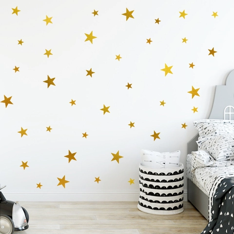 Stern Wandaufkleber Gold Glitzer PVC Selbstklebend Abnehmbare Aufkleber Kinderzimmer Schlafzimmer Dekoration