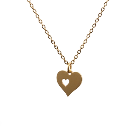Herz Anhänger Halskette Hohles Design Edelstahl Kupfer Poliert Minimalistisch Elegant Schmuck Für Damen