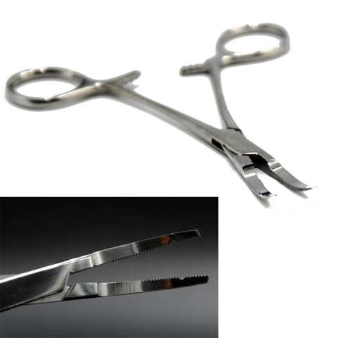Professional Stainless Steel Body Piercing Pliers Dermal Anchor Clamping Tool Subcutaneous Locking Forceps Silver