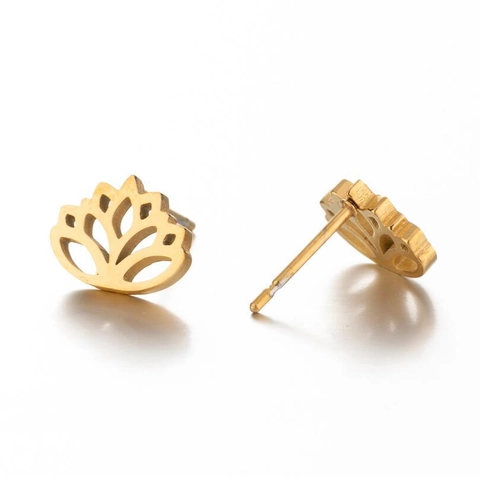 Boucles d'Oreilles Clous en Acier Inoxydable Fleur pour Femmes Ajouré Lotus Tulipe Arbre de Vie Flocon de Neige Bijoux Cadeau