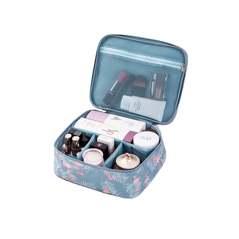 Tragbare Kosmetiktasche Große Kapazität Wasserdichtes Oxford Gewebe Reise Make Up Organizer Mit Trennwänden Griff