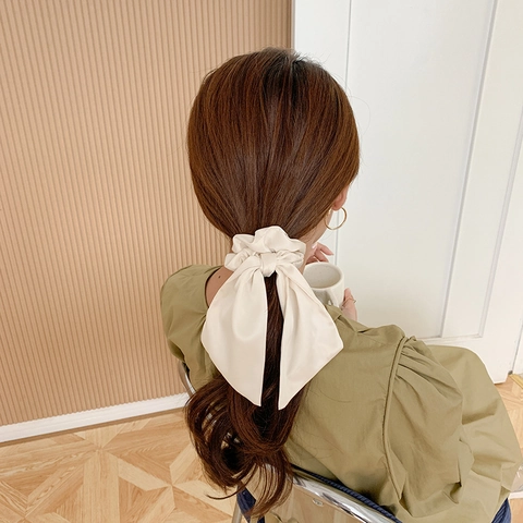 Elastico Per Capelli Grande In Raso Con Fiocco E Nastro Lungo Corda Elastica Stile Coreano Per Donne