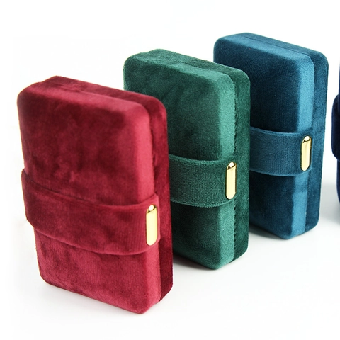 Portable Velvet Jewelry Box With Gold Buckle Travel Ring Earring Pendant Storage Case Elegant Jewelry Packaging Gift Box Organizer
