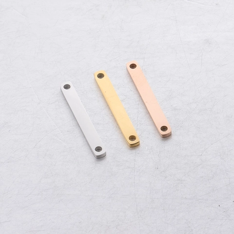 Rectangular Bar Connector 304 Stainless Steel Double Hole Mirror Polished Geometric Pendant For DIY Jewelry Making