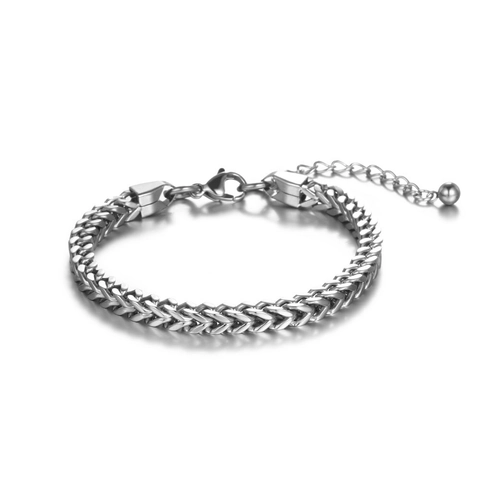 Pulsera Cadena Franco De Acero Inoxidable Hip Hop Para Hombres Mujeres Joyas Tejidas Con Cierre De Langosta Extensión