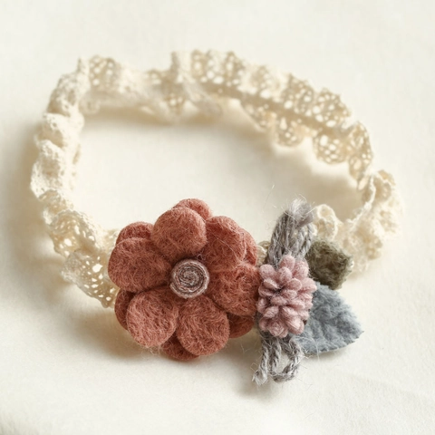 Baby Mädchen Handgefertigte Blumen Stirnband Elastische Spitze Weichen Filz Blume Haarband Für Kleinkinder Foto Requisiten