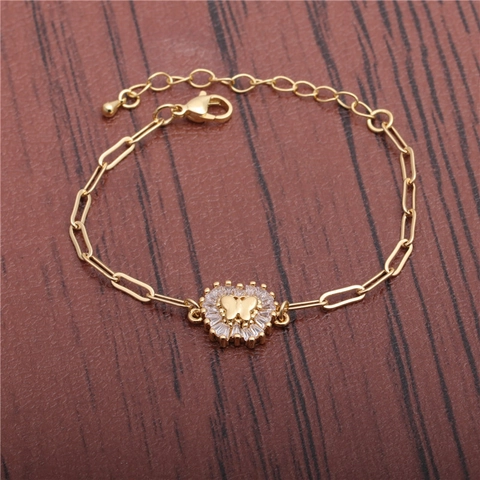 Butterfly Zircon Bracelet Copper Adjustable Paperclip Chain Hip Hop Fashion Jewelry For Women