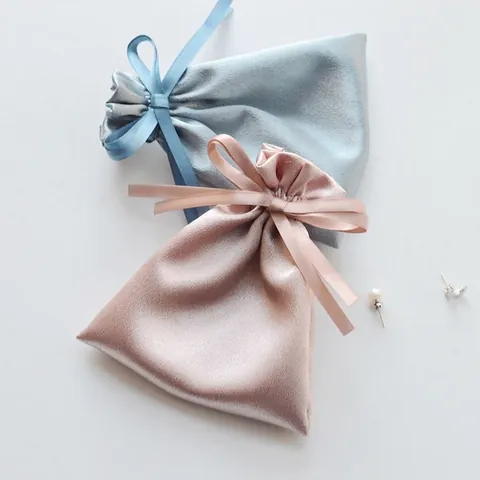 Satin Drawstring Gift Pouch Satiny Jewelry Storage Bag Wedding Favor Candy Packaging Portable Small Organizer