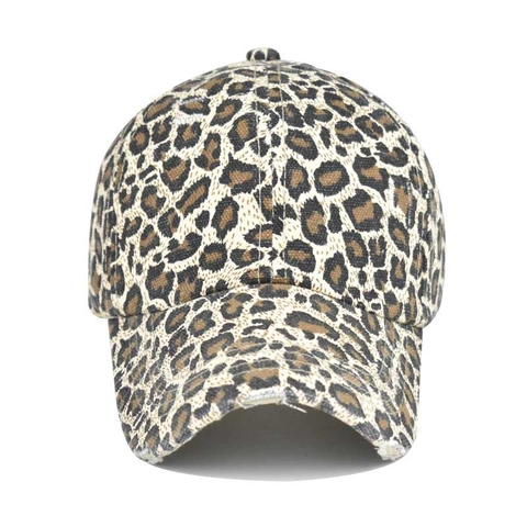 Women Ponytail Baseball Cap Washed Cotton Criss Cross Messy Bun Distressed Sun Hat Solid Leopard
