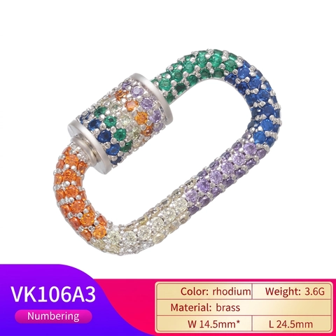 Micro Pave Cubic Zirconia Carabiner Clasp Connector Brass Gold Plated Spring Lock Jewelry Making DIY For Necklace Bracelet