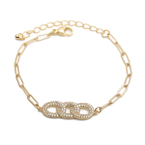 Unendlichkeitssymbol Armband Vergoldetes Kupfer CZ Ineinandergreifende Ringe Verstellbare Büroklammerkette Hip Hop Schmuck