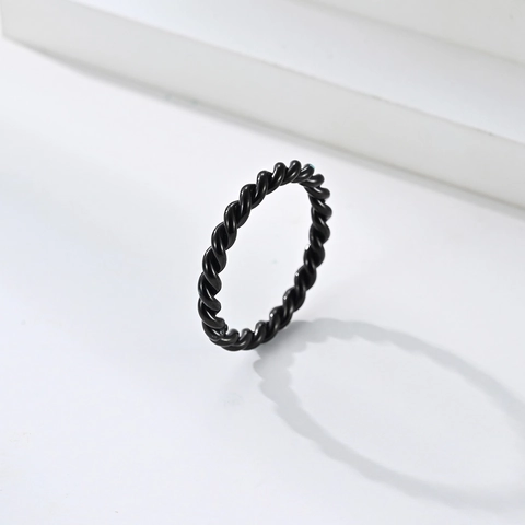 Minimalistischer Titanstahl Gedrehter Seilring Für Damen Herren Poliert Geometrisches Spiralband Vintage Punk Schmuck Fingerring