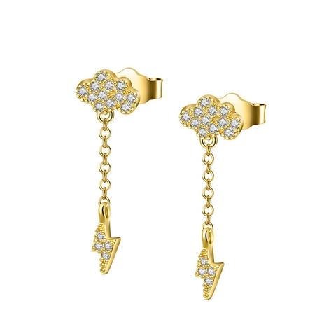 Orecchini a Bottone Carini Nuvola Fulmine Con Perno in Argento Sterling 925 Zirconia Intarsiato Rame Oro Argento Gioielli per Donna Regalo