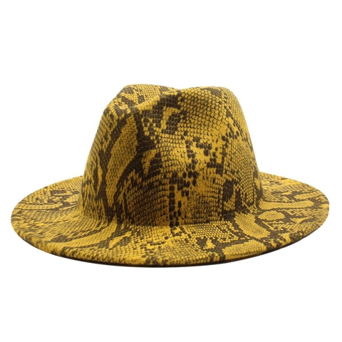 Cappello Fedora Con Stampa Serpente Vintage In Feltro Di Lana A Tesa Larga Jazz Per Uomo E Donna Accessorio Per Feste Elegante