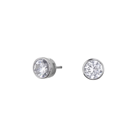 Hip Hop Titanium Steel Round Rhinestone Stud Earrings For Men Women Classic Geometric Inlaid Fashion Jewelry Accessories