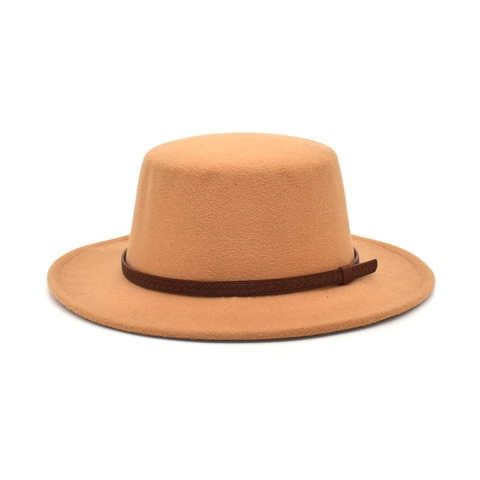 Boater Hut Wolle Filz Flache Krone Fedora Breiter Krempe Vintage Britischer Stil Mit Dekorativem Geprägtem Band Unisex Sonnenhut