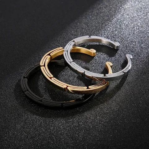 Brazalete De Puño Para Hombre Acero Inoxidable 316L Abierto Ajustable Industrial Geométrico Punk Moderno Joyería Minimalista