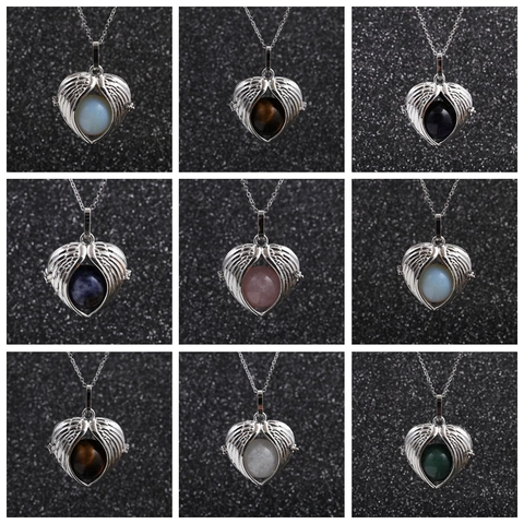 Collana Pietra Guarigione Acciaio Inossidabile Ciondolo Sette Chakra Prisma Esagonale Cuore Forma Spirale Gioielli Moda Per Donne