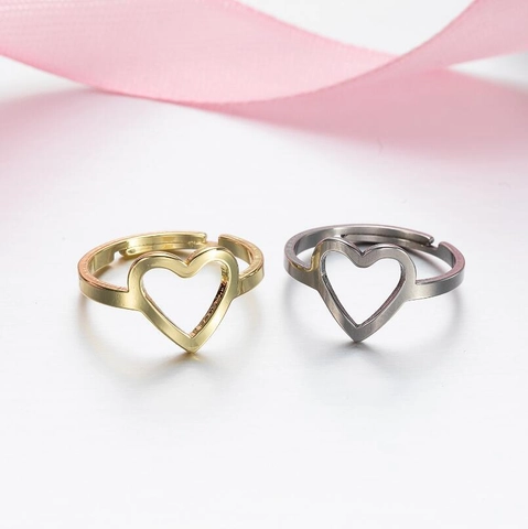 Minimalist Geometric Open Ring Stainless Steel Heart Star Triangle Round Adjustable Jewelry For Women