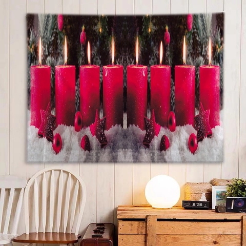 Tapiz De Navidad Para Colgar En La Pared Poliéster Decoración Papá Noel Reno Escena De Nieve Cielo Nocturno Fondo Fiesta