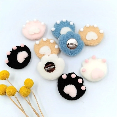 Broche Patte De Chat En Peluche Douce Forme Animale Épingle Pour Décoration De Sac Vêtements Accessoire Mignon