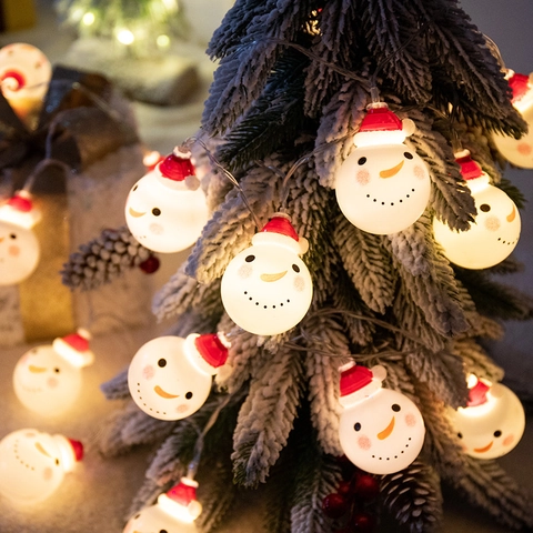 Weihnachts LED Lichterkette PVC Weihnachtsmann Und Schneemann Form Warme Lichter Für Feiertag Party Haus Baum Deko