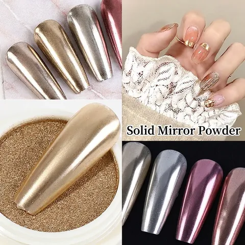 Solid Mirror Powder Metallic Chrome Nail Art Puder Glimmer Maniküre DIY Dekoration Multicolor Hochglanz Reflektierendes Finish