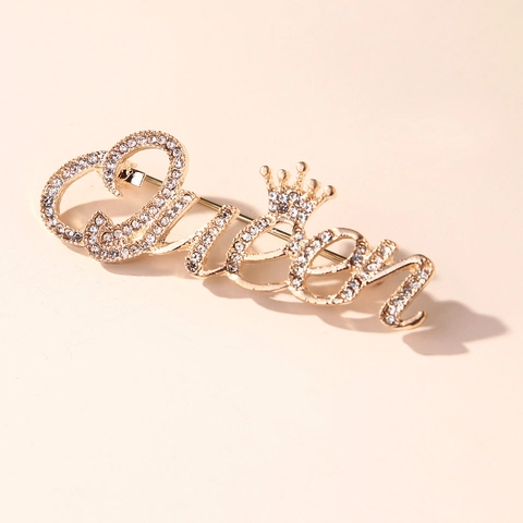 Queen Buchstaben Strass Brosche Legierung Krone Nadel Mode Schmuck Accessoire Für Damen