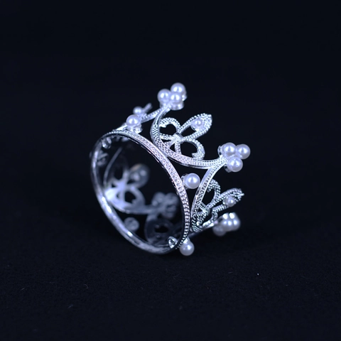 Elegant Mini Crown Tiara Alloy Rhinestone And Imitation Artificial Pearl Bridal Hair Accessories For Wedding Birthday Cake Topper