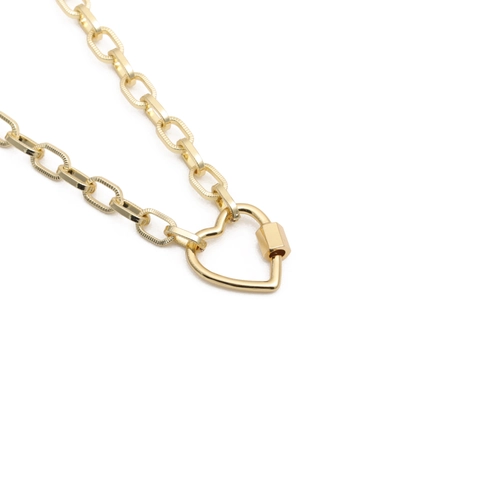 Heart Carabiner Pendant Necklace Copper Link O-Chain Hip Hop Streetwear Jewelry For Men Women