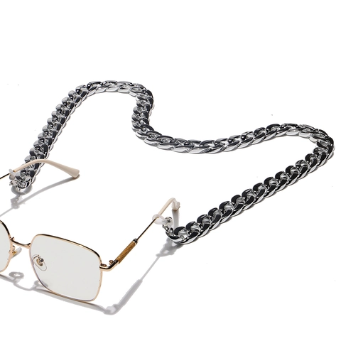 Fashion Chunky Cuban Link Glasses Chain Metallic Plated CCB Anti-Slip Eyeglass Strap For Women Men Sunglasses Holder